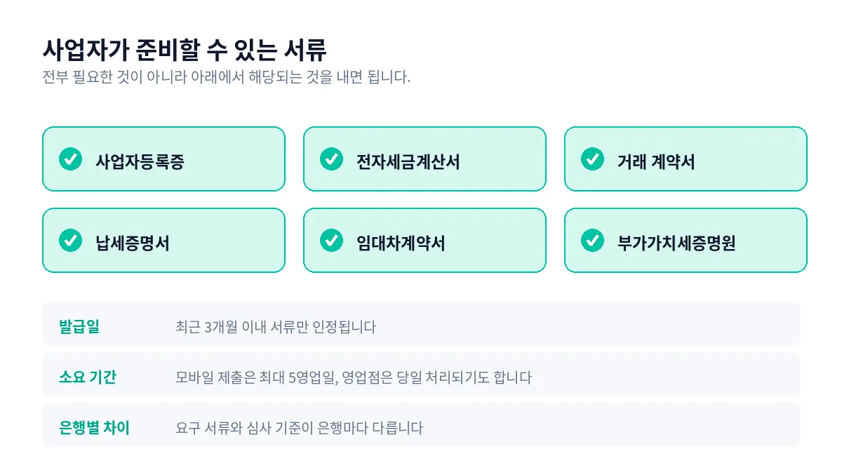 사업자가 준비할 수 있는 서류