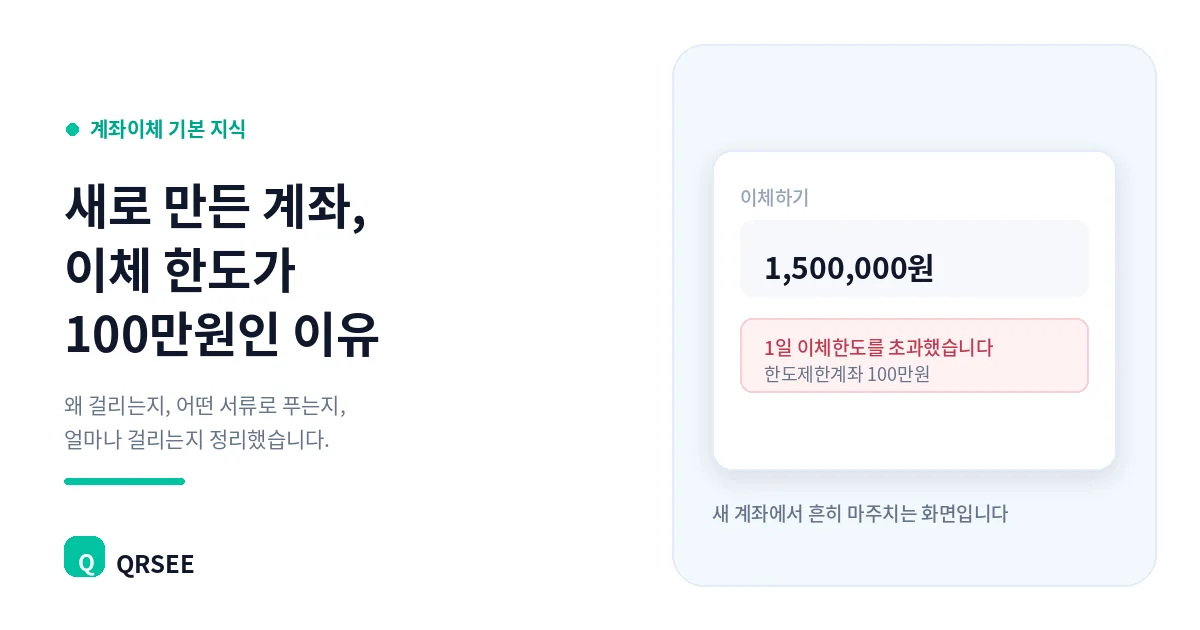 새로 만든 사업자 계좌, 이체 한도가 100만원인 이유