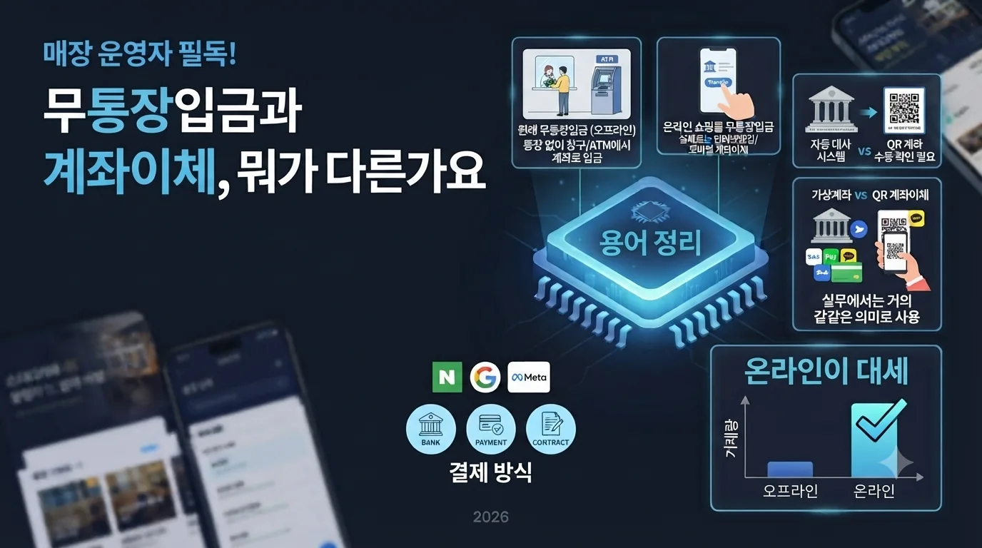 무통장입금과 계좌이체, 뭐가 다른가요