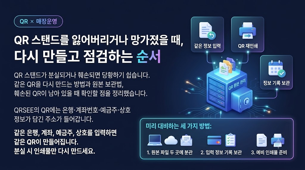 QR 스탠드를 잃어버리거나 망가졌을 때, 다시 만들고 점검하는 순서