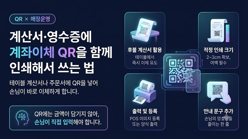 계산서·영수증에 계좌이체 QR을 함께 인쇄해서 쓰는 법