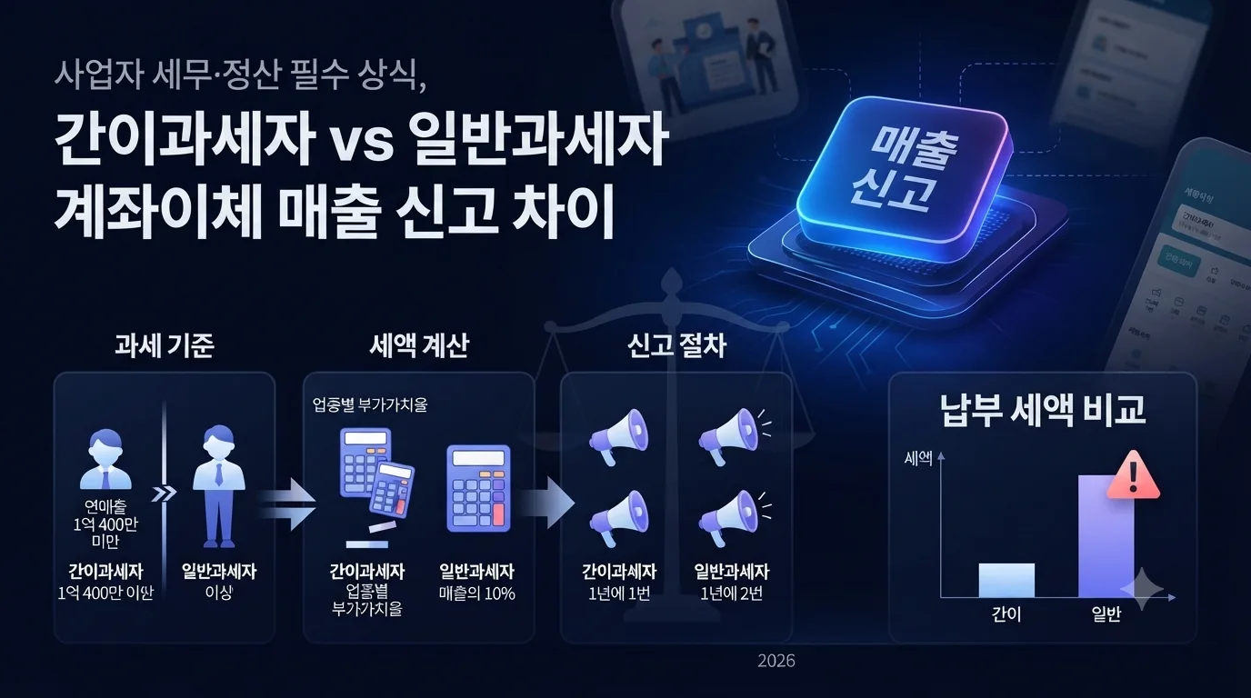 간이과세자 계좌이체 매출 신고, 일반과세자와 다른 점